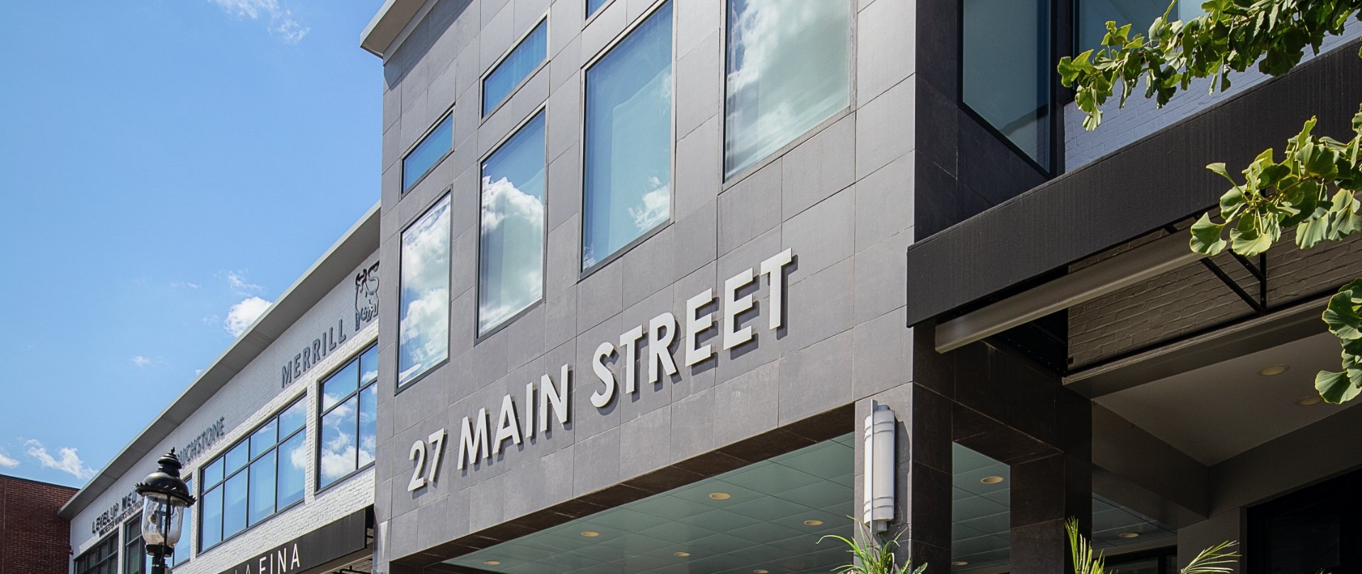 main street building exterior closeup