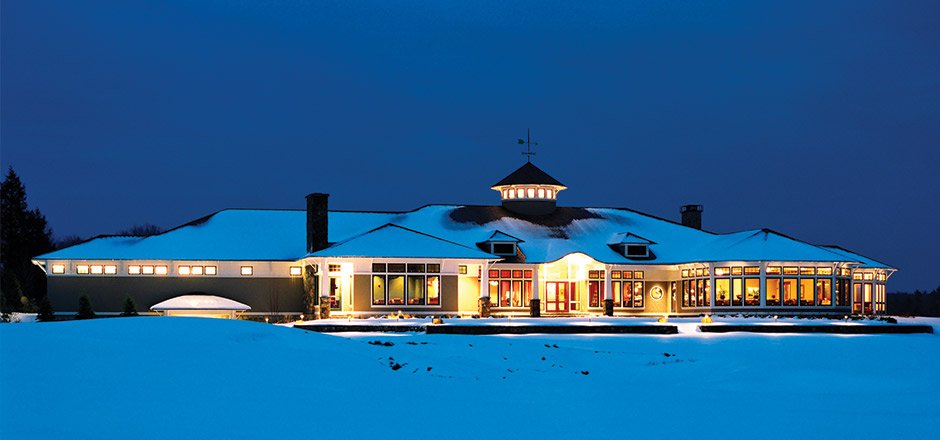 exterior at night with snow
